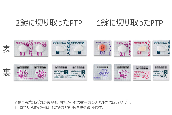 イミダフェナシン錠・OD錠0.1mg「杏林」とタダラフィル錠2.5mg/5mgZA「杏林」の例